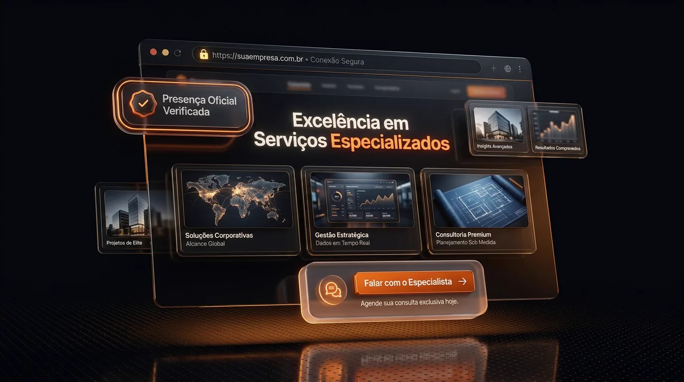 Interface conectando o perfil verificado do mapa à experiência do website corporativo
